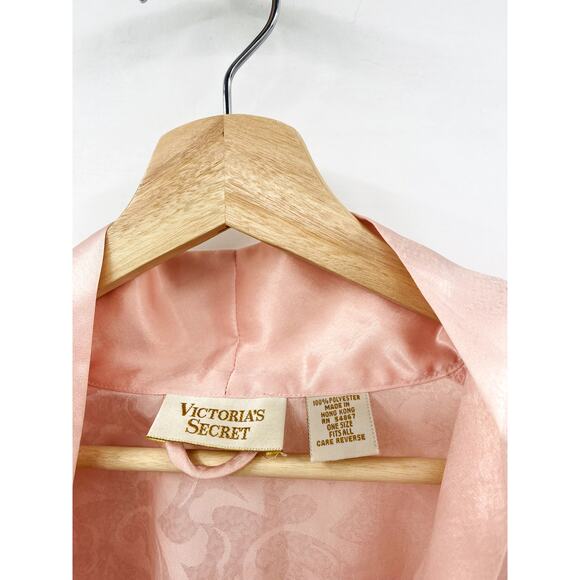 Victoria Secret OS Vintage Gold Label Satin pink robe - Picture 2 of 3